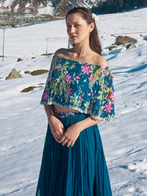 Bondi Blue Floral Lehenga Set image 1
