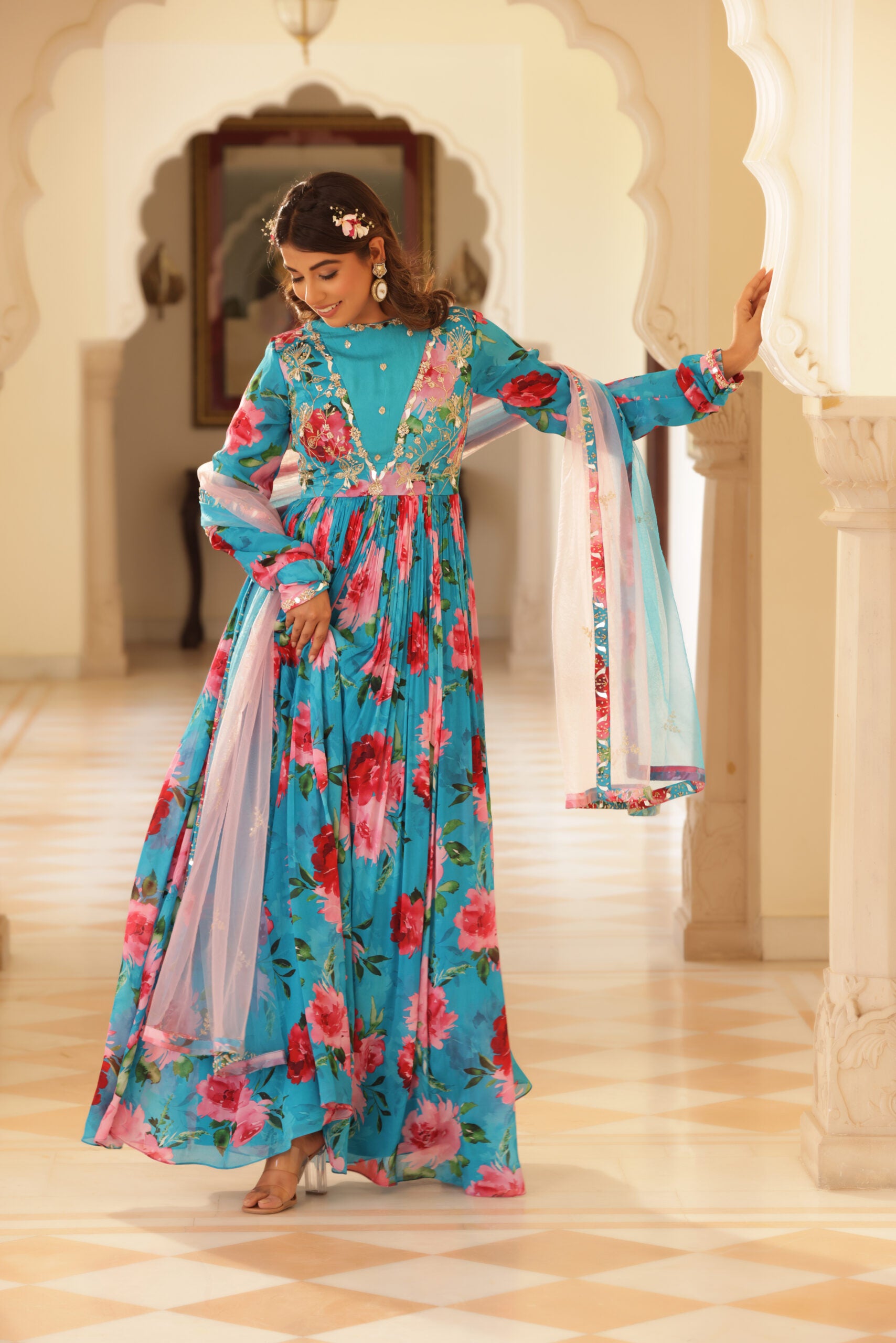 Floral Printed Anarkali - Custom image