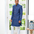 Navy Embroidered Sherwani Set image 0