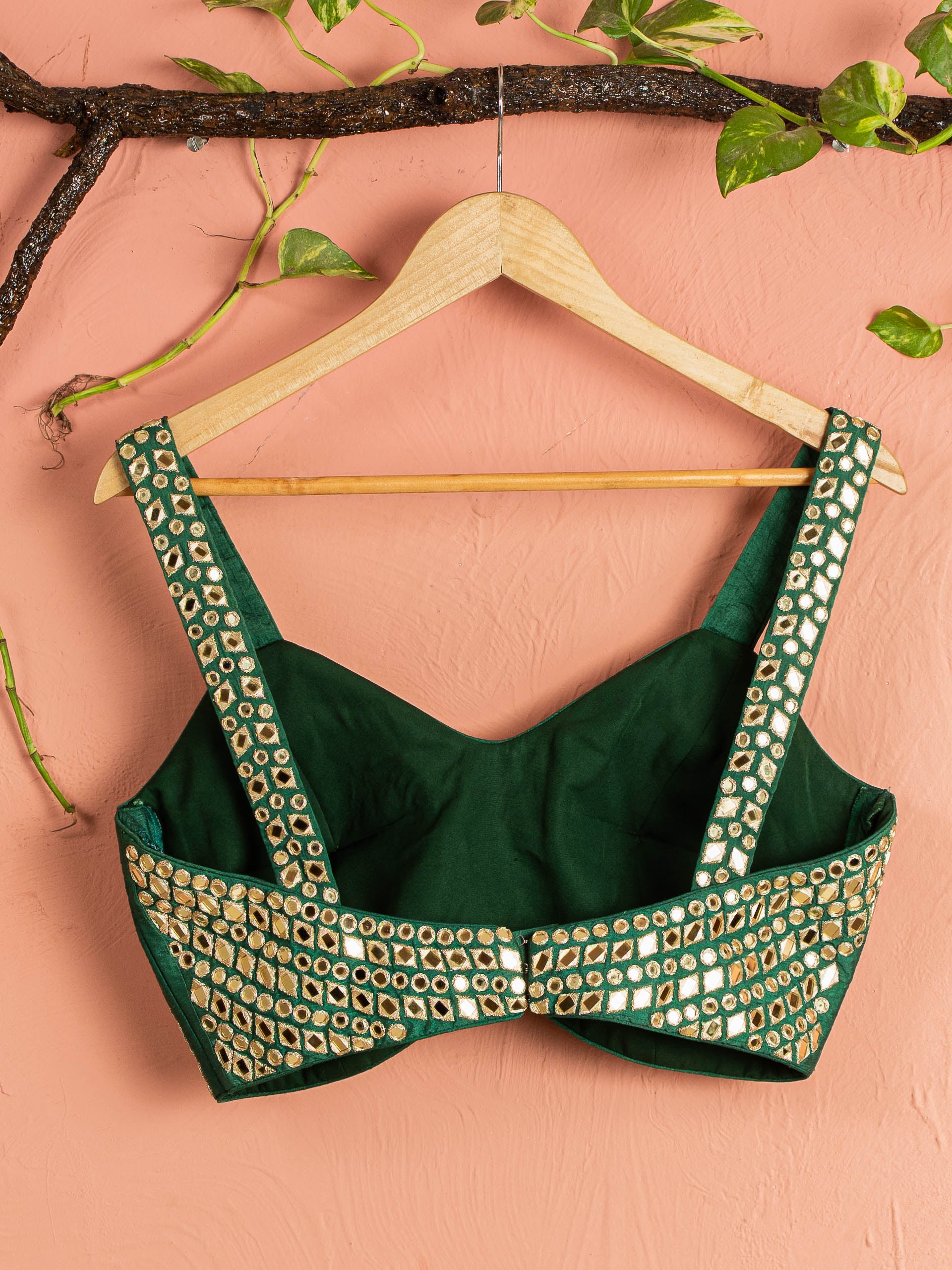 Ivory and Green Mirror Lehenga Set image 2