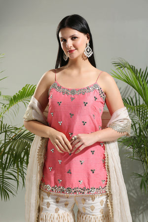 Blush Pink and Ivory Sharara Set image 5