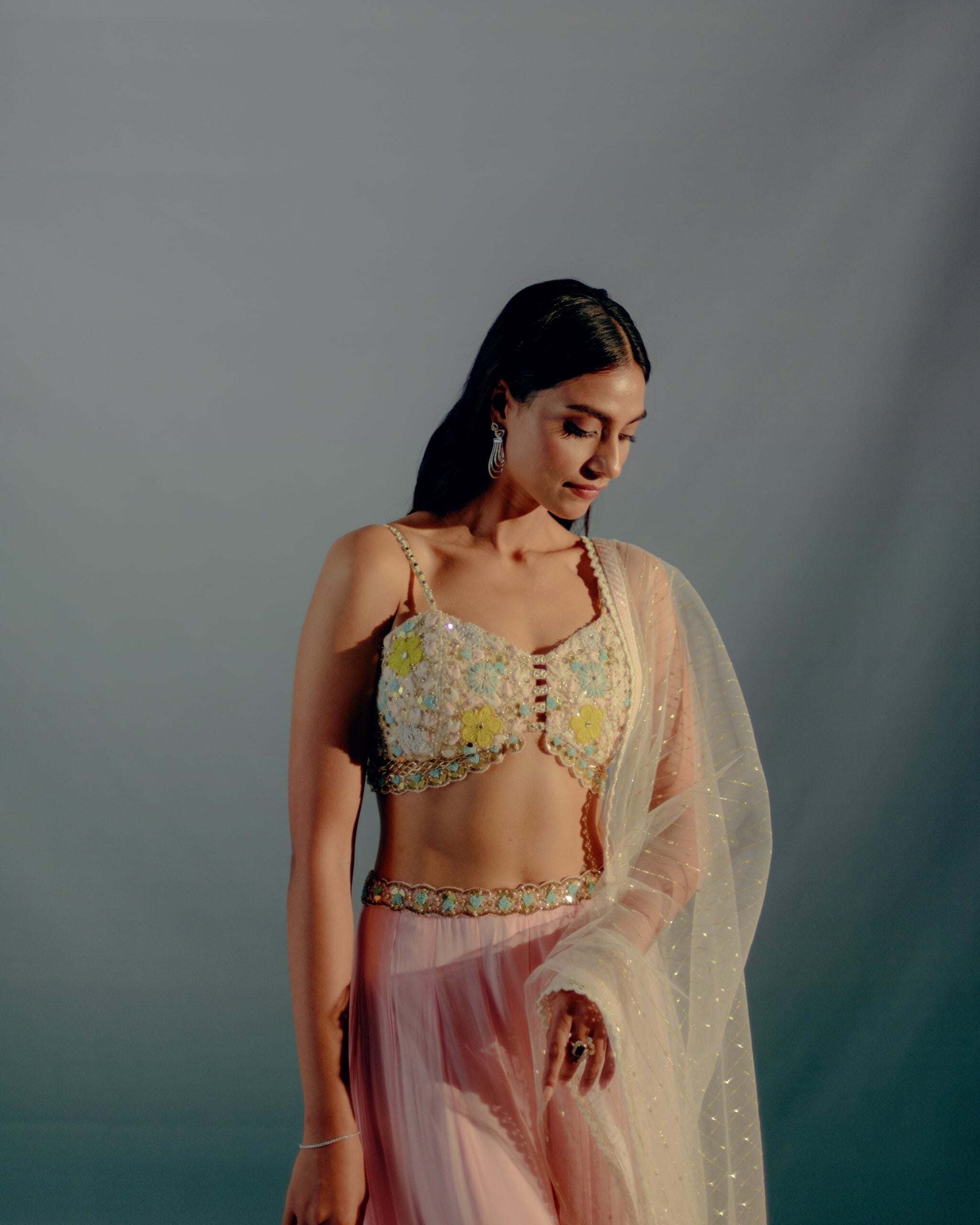 Flamingo Pink Embroidered Pallazo Set image 1