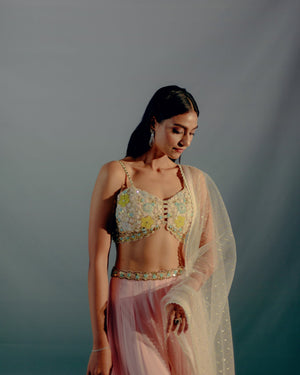 Flamingo Pink Embroidered Pallazo Set image 1
