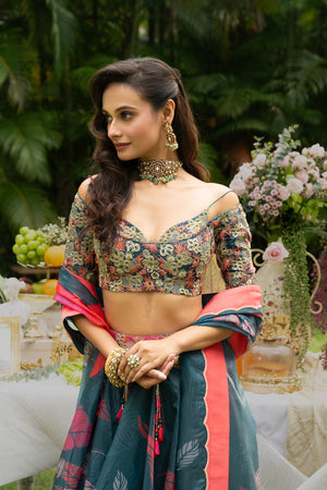 Teal Glow Ghagra Set image 2