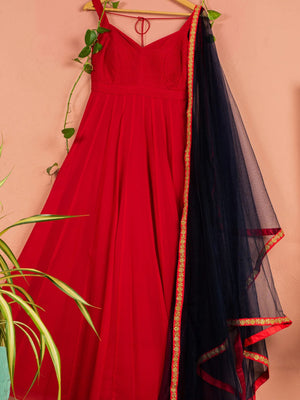 Red Anarkali Set - XL image