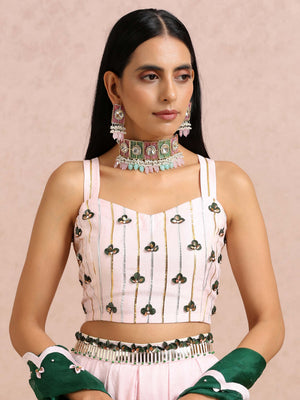 Light Pink Embroidered Pallazo Set with Cape image 4