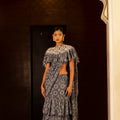 Blue Printed Skirt Saree Set image 0