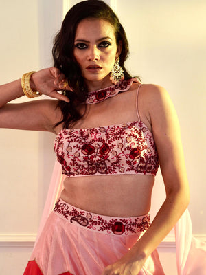 Poppy Pink Ombre Celeste Lehenga Set image 7