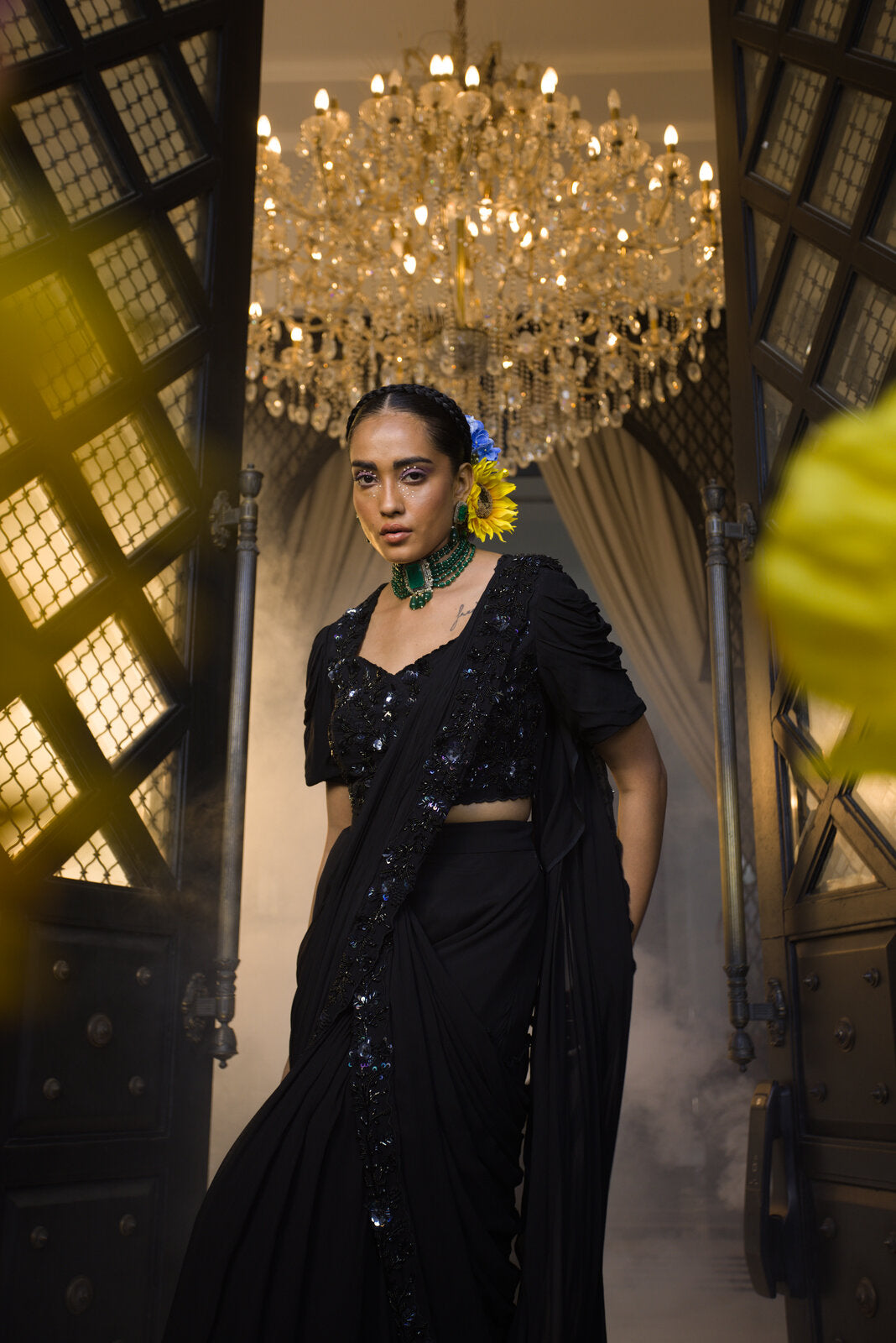 Black Draped Saree image 1