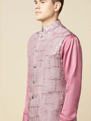 Mauve Kurta Bundi Jacket Set image 4