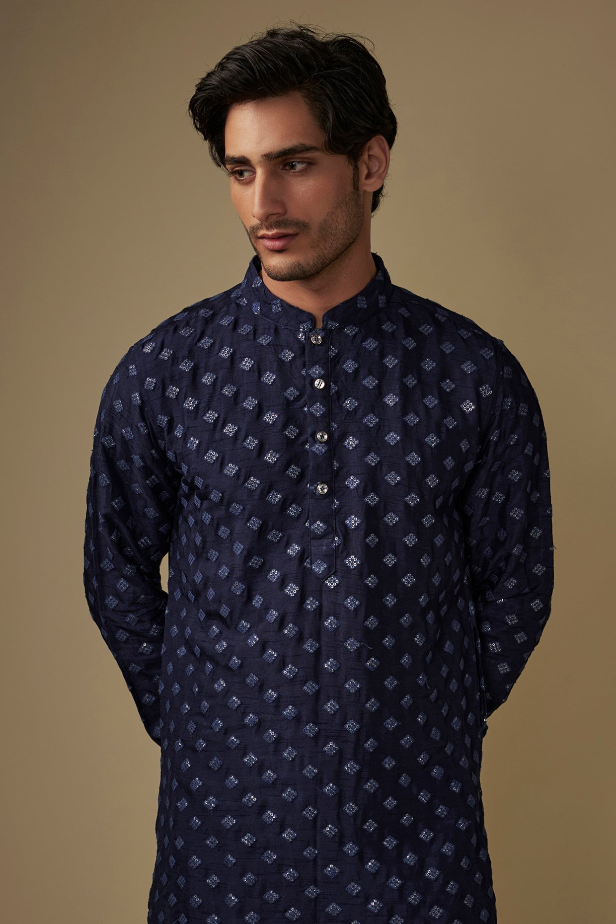 Navy Blue Embroiderd Kurta Set image 1