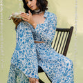 Teal Blue Co-Ord Set with Cape image 0