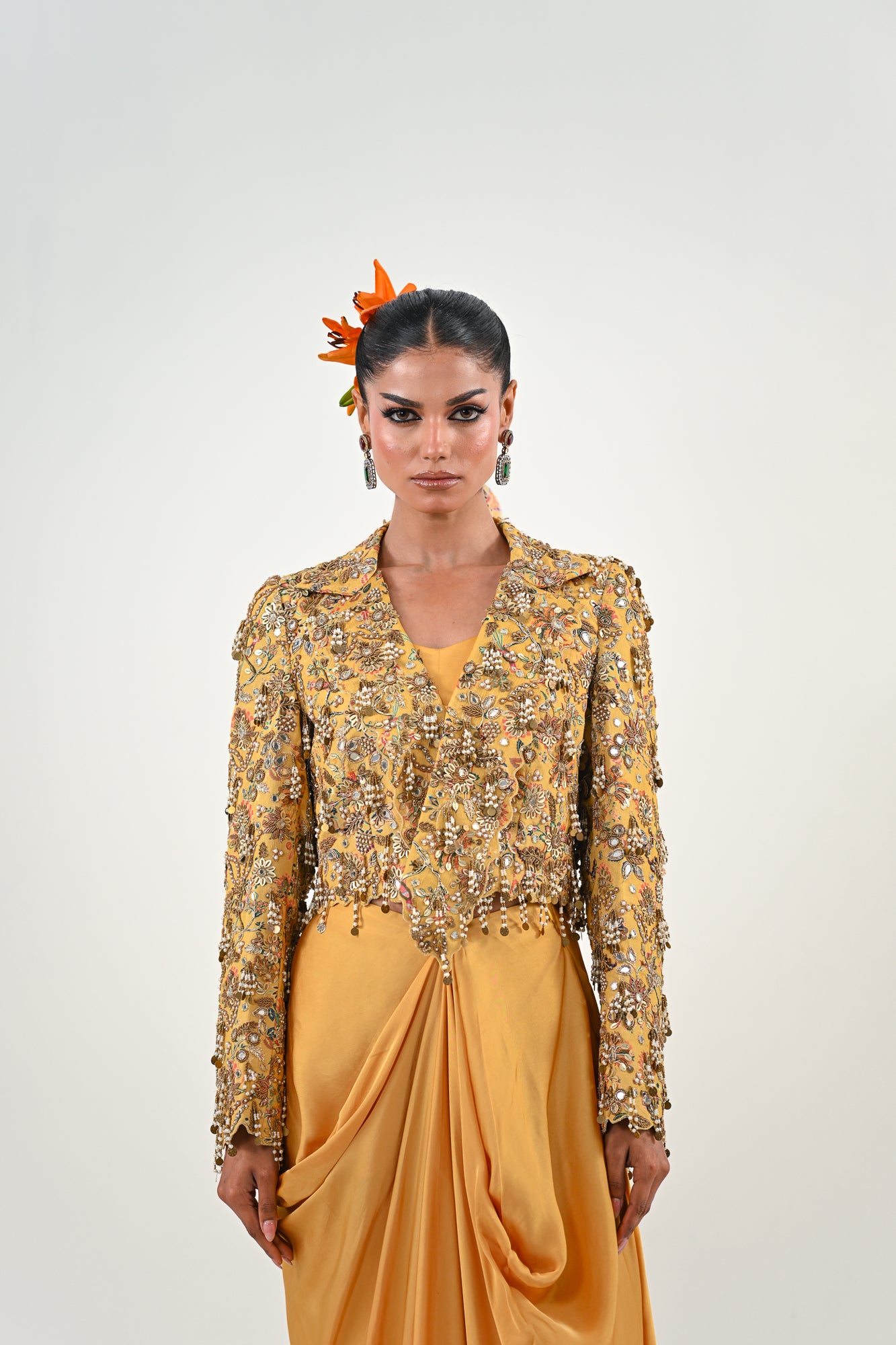 M EMBROIDERED JACKET DHOTI SET image 4