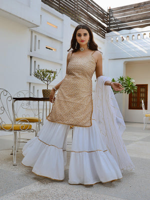 White and Gold Sharara Set - XL image