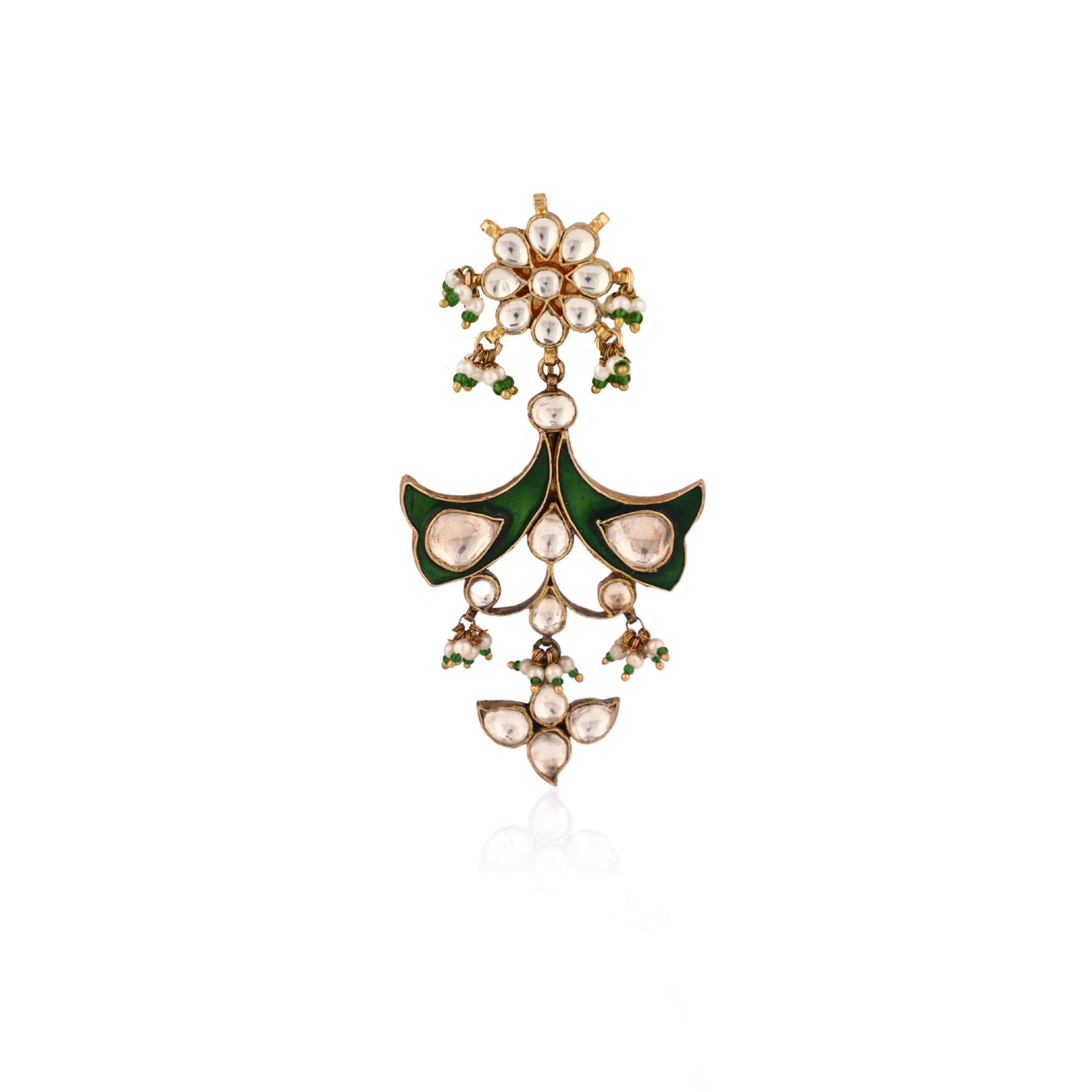 Green Plant Brooch With White Flowers image 0
