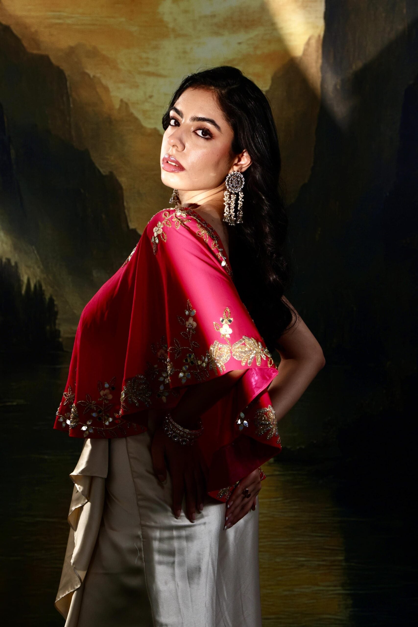 Gulaab Cape and Draped Skirt Set image 7