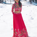 Hot Pink Floral Lehenga Set image 0