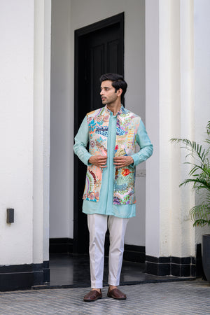Gardenia Highlighted Half Jacket With Pants - L image