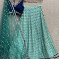 Royal Blue Blouse with Aqua Mirror Lehenga image 0