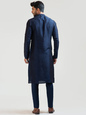 Navy Blue Bullion Leaf Kurta Set image 2