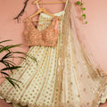 Banana Butti Scallop Lehenga Set with Peach Blouse image 0