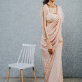Peach Print Saree Set image 0