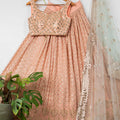 Apricot Peach Mirror Lehenga Set image 0