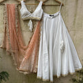Ivory and Peach Sequin Lehenga Set image 0