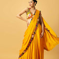 Golden Yellow Modal Satin Saree image 0