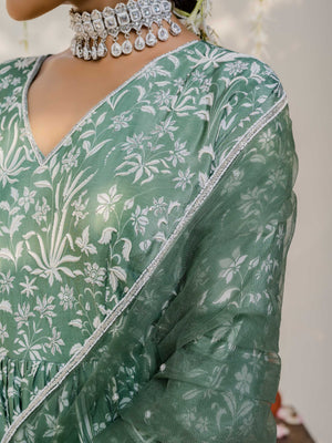Floral Olive Green Sharara Set image 6