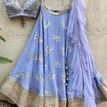 Periwinkle Blue Butti Lehenga Set image 0