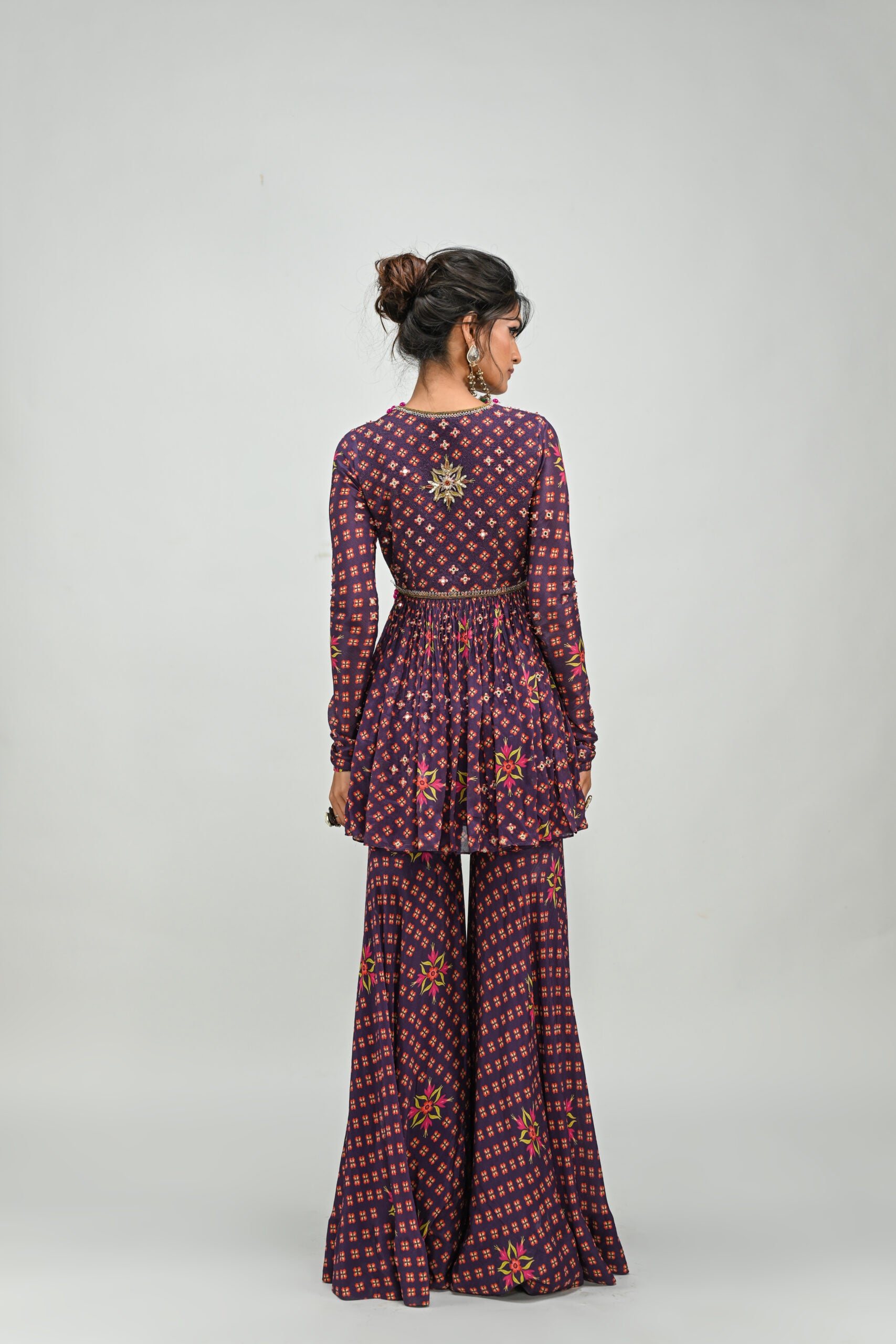Plum Highlighted Sharara Top Set image 1