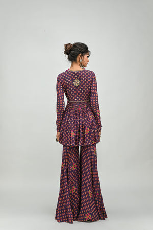 Plum Highlighted Sharara Top Set image 1