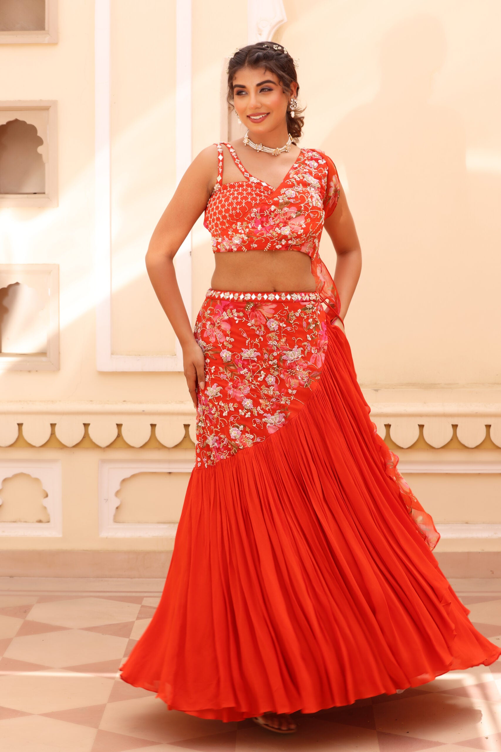 Georgette crepe lehenga image 10