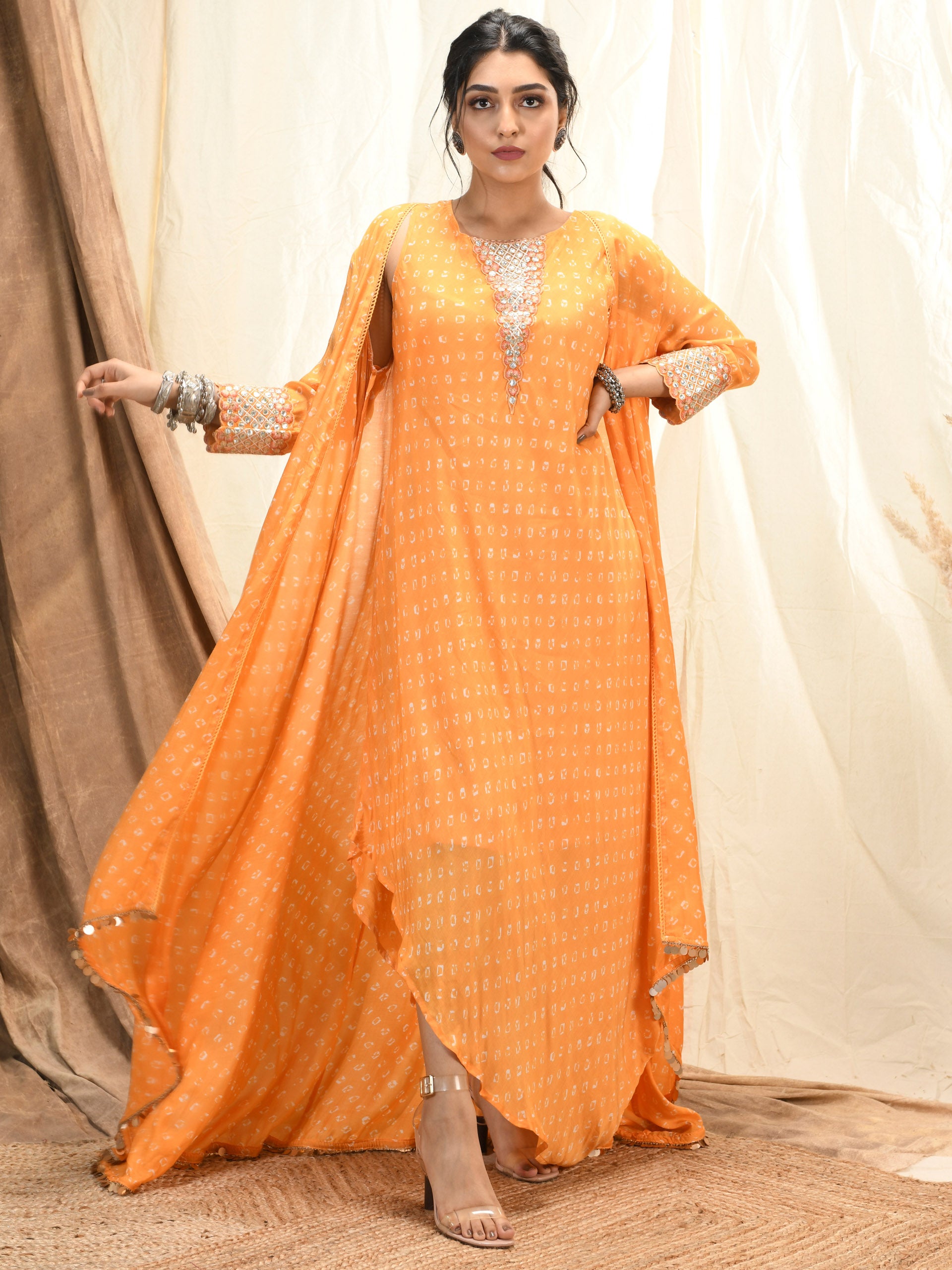 Mango Bandhni Kurta and Cape Set - S image