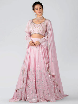 Light Pink Mirror Lehenga Set image 1