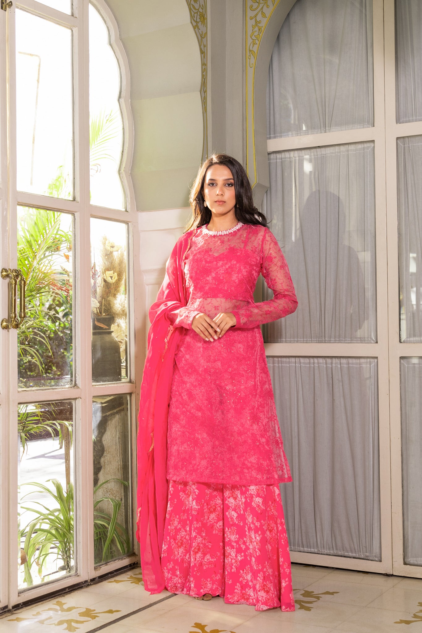Light Pink Georgette Kurta Set image 0
