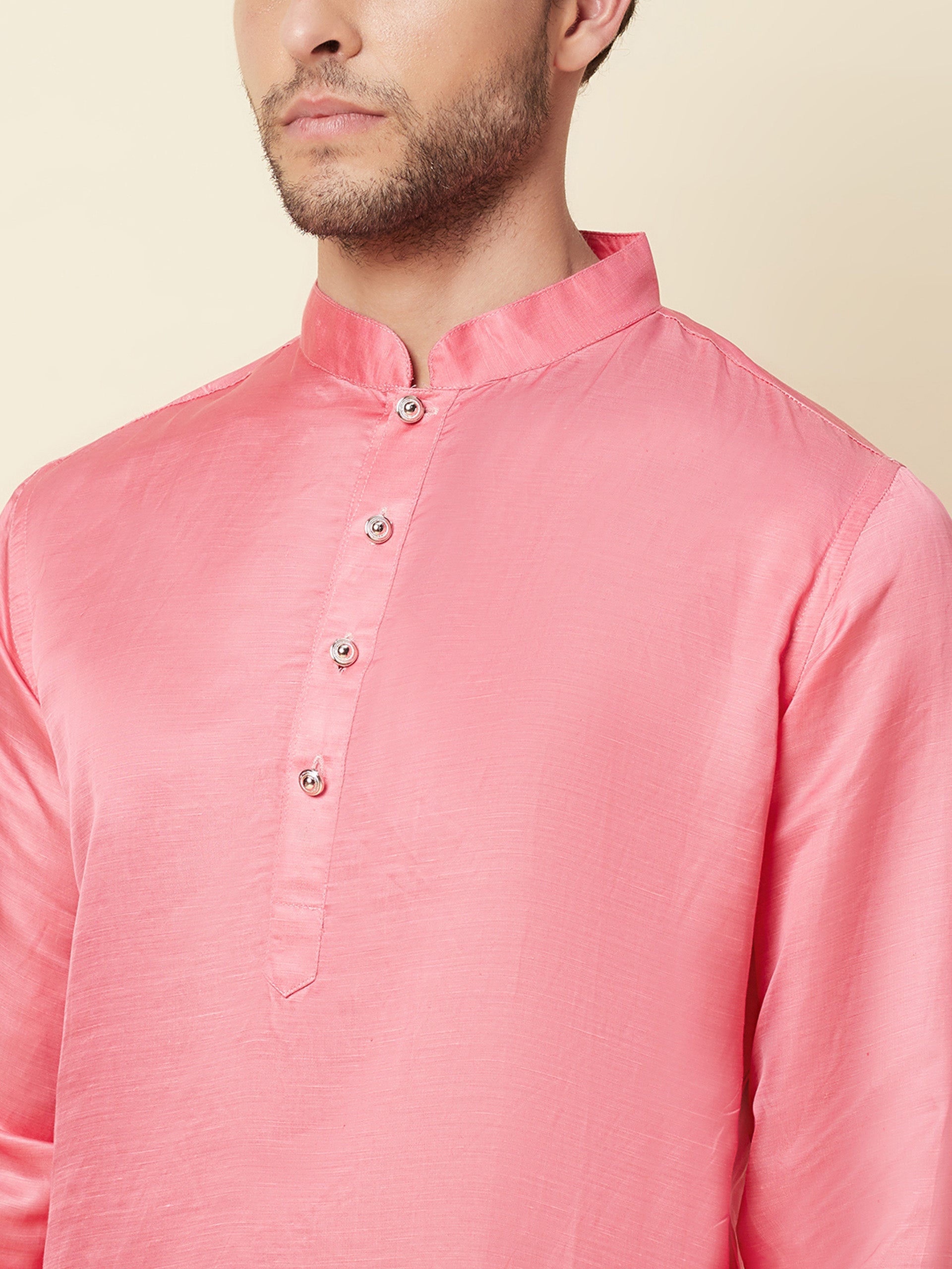 Pink Linen Kurta image 1