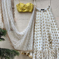 Ivory Ruffle Lehenga and Yellow Bustier Set image 0