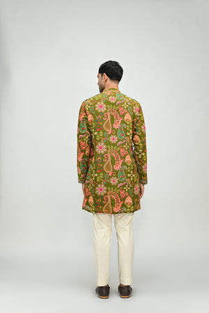 Olive Green Highlighted Half Jacket Full Set image 6
