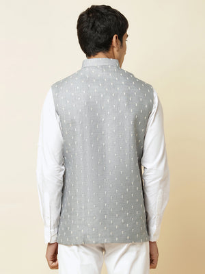 Grey Embroidered Bundi Jacket image 2