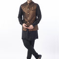 Black Gold Brocade Bundi Jacket Set image 0