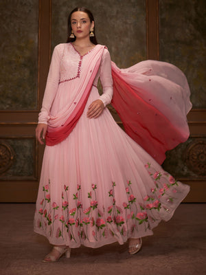 Pink Lotus Anarkali Set - Custom image