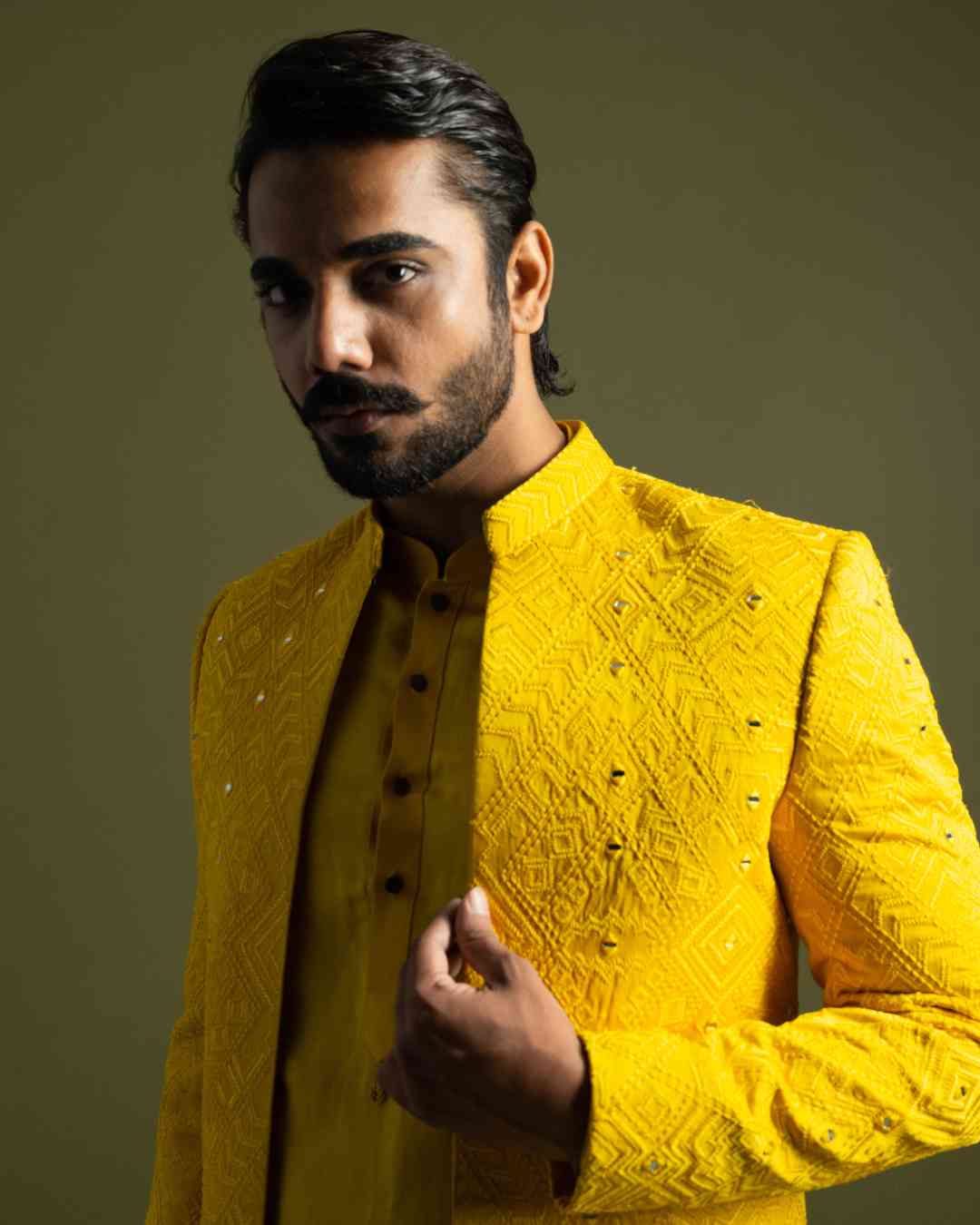 Yellow Achkan Set image 2
