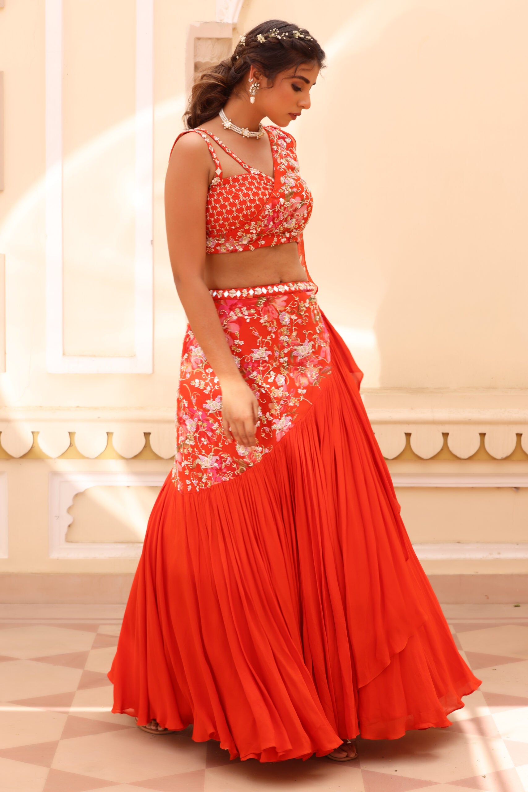 Georgette crepe lehenga image 11