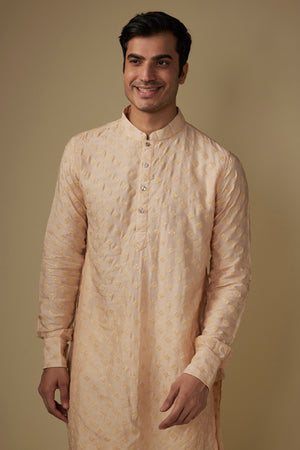 Light Pink Embroidered Kurta Set - XL image