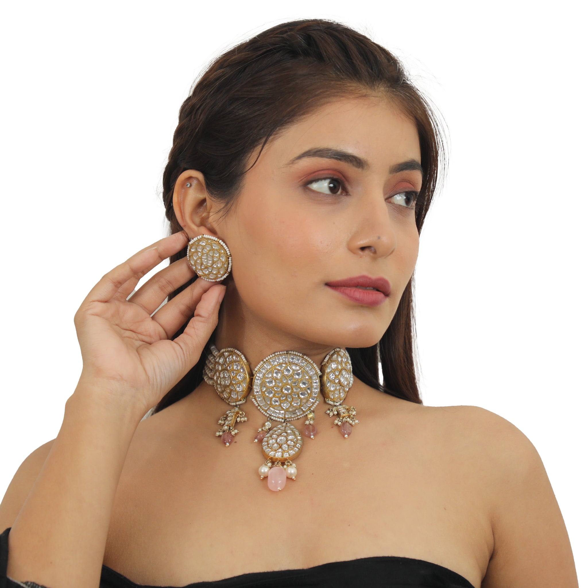 Round Pestel Pink Bead Necklace Set image 1