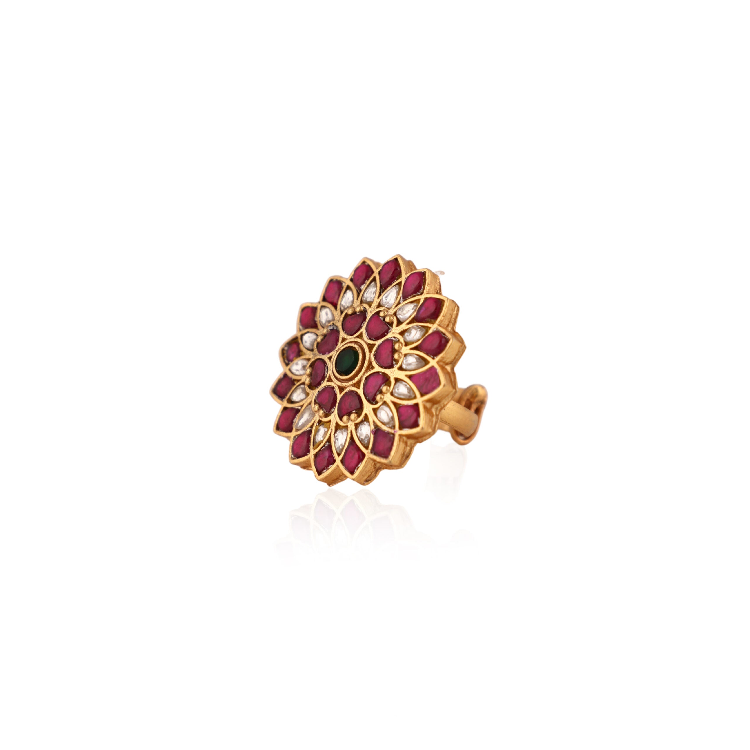 White And Pink Gold Plated Adjustable Ring image 1