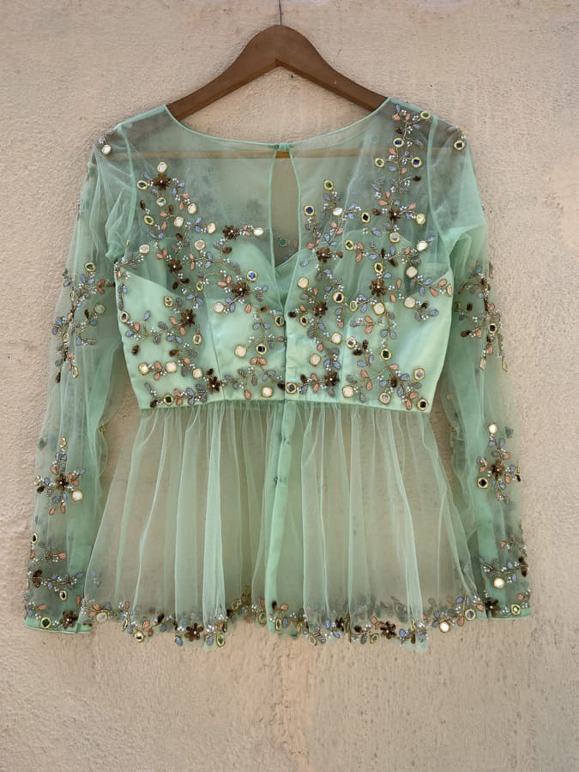 Mint Green Lehenga with Powder Pink Dupatta image 3