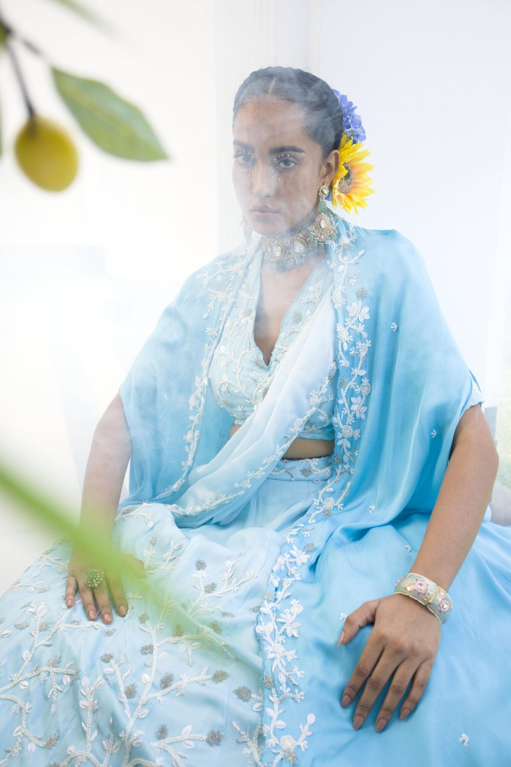 Blue Cape Lehenga Set image 1